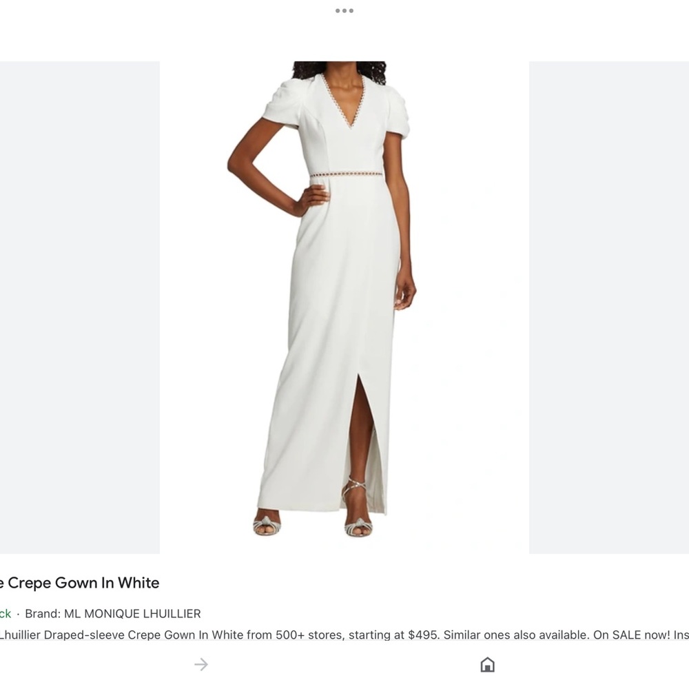 ML Monique lhullier draped sleeve crepe gown